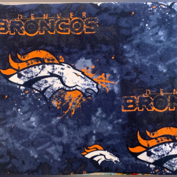 Denver Broncos NFL Football Fleece Fabric Navy & Orange  62”x 82’.       2496 - Picture 1 of 2